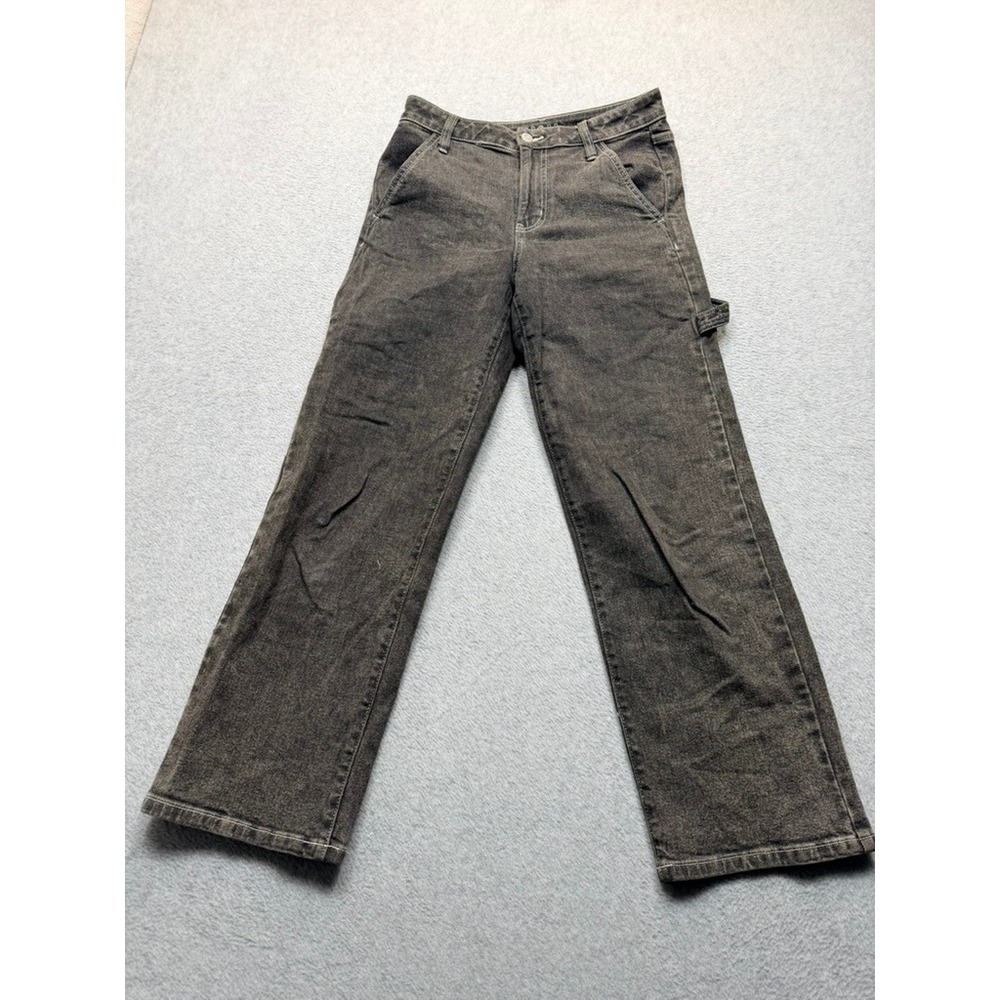 Wild Fable Women Black Acid Wash Carpenter Jeans High Rise Straight Leg Size 0